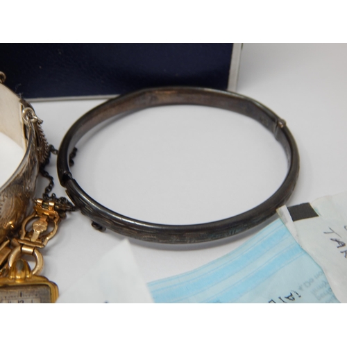 310 - Two Hallmarked Silver Bracelets together with a ladies wristwatch & part gold tooth