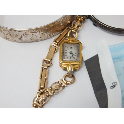 310 - Two Hallmarked Silver Bracelets together with a ladies wristwatch & part gold tooth