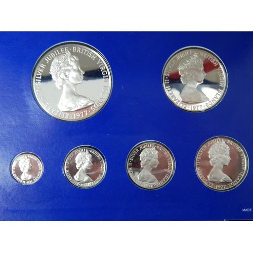 219 - Sterling Silver British Virgin Islands Royal Silver Jubilee 1977 Proof Set in Case of Issue with COA... 