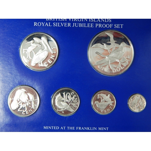 219 - Sterling Silver British Virgin Islands Royal Silver Jubilee 1977 Proof Set in Case of Issue with COA... 