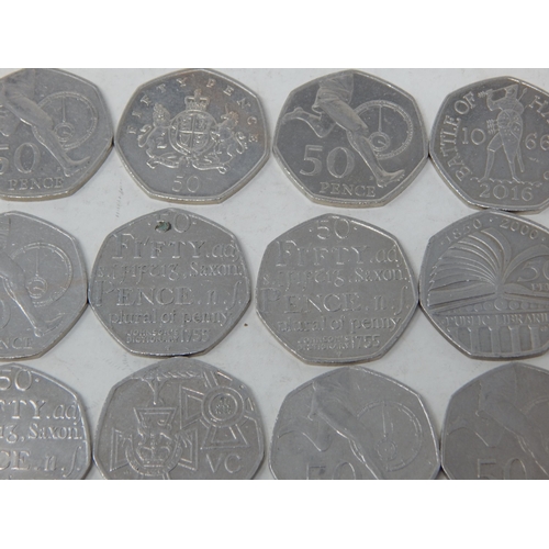 222 - Quantity of 50p Coins Including V.C, Paddington, Battle of Hastings, Public Libraries etc (32)