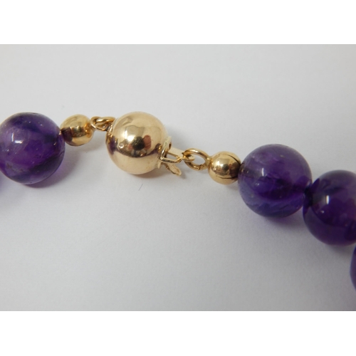 318 - Vintage Amethyst Beaded Necklace with 14ct Yellow Gold Spacers & Clasp: Measures 42cm