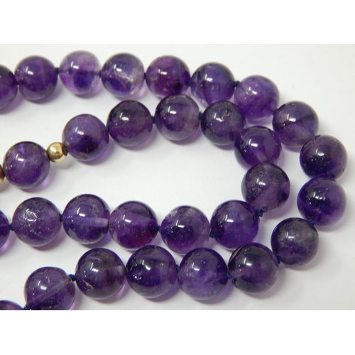 318 - Vintage Amethyst Beaded Necklace with 14ct Yellow Gold Spacers & Clasp: Measures 42cm