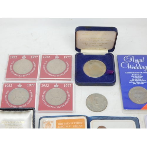 218 - Quantity of Mainly U.K Coinage including commemorative crowns, pre-decimal including silver etc (lot... 