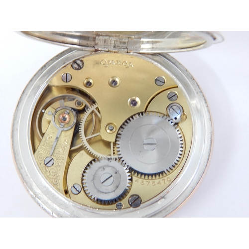 320 - OMEGA Silver & Rose Gold Gentleman's Top Wind pocket Watch with Subsidiary Dial. Movement signed OME... 