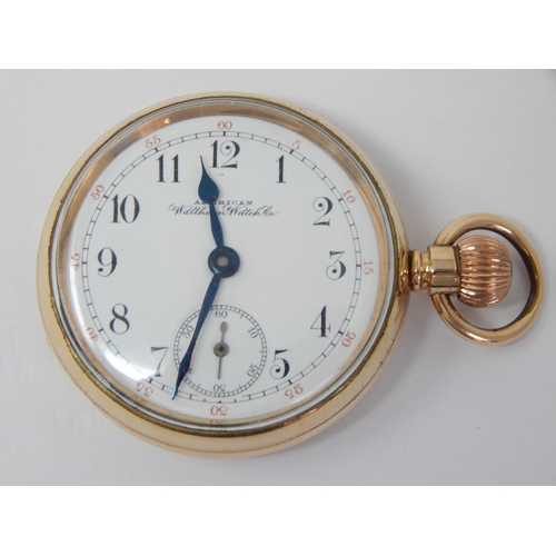 321 - American Waltham Watch Co Gentleman's Top Wind Gold Plated Pocket Watch with Subsidiary Seconds Dial... 