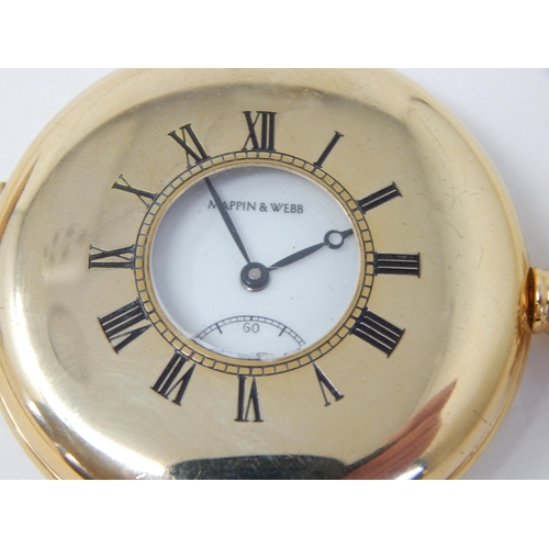 322 - Mappin & Webb Gentleman's Half Hunter Gold Plated Pocket Watch with Subsidiary Seconds Dial in Faux ... 