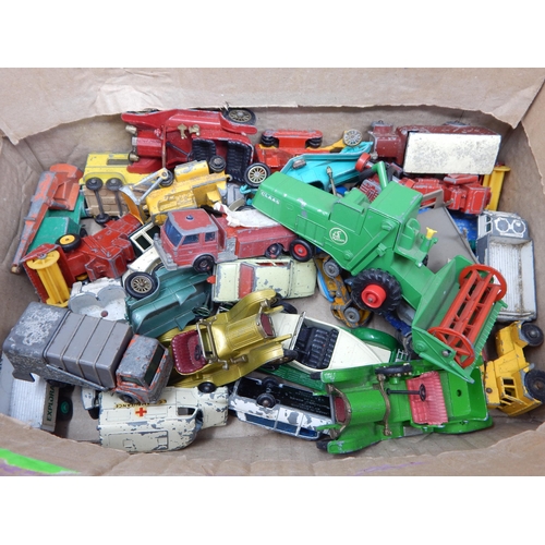 485 - 4 x Boxes Containing a large quantity of playworn vehicles by Dinky, Corgi & Matchbox  (lot)