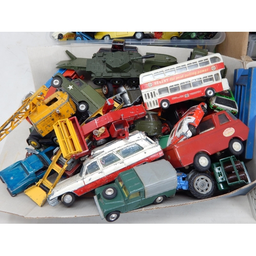 488 - 4 x Boxes Containing a large quantity of playworn vehicles by Dinky, Corgi & Matchbox  (lot)