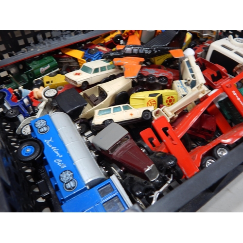 489 - 3 x Boxes Containing a large quantity of playworn vehicles by Dinky, Corgi & Matchbox  (lot)