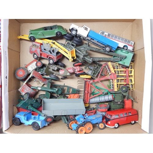 490 - 4 x Boxes Containing a large quantity of playworn vehicles by Dinky, Corgi & Matchbox  (lot)