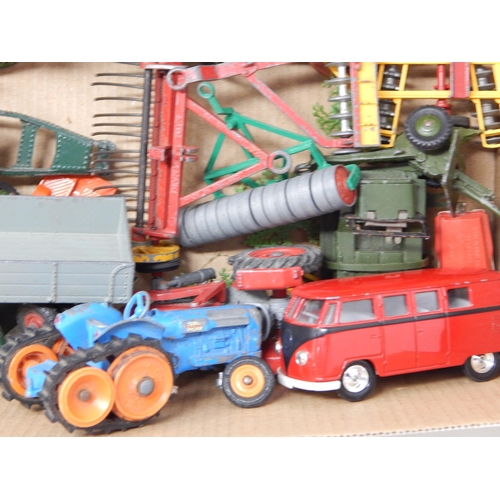 490 - 4 x Boxes Containing a large quantity of playworn vehicles by Dinky, Corgi & Matchbox  (lot)