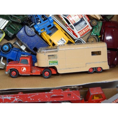 490 - 4 x Boxes Containing a large quantity of playworn vehicles by Dinky, Corgi & Matchbox  (lot)