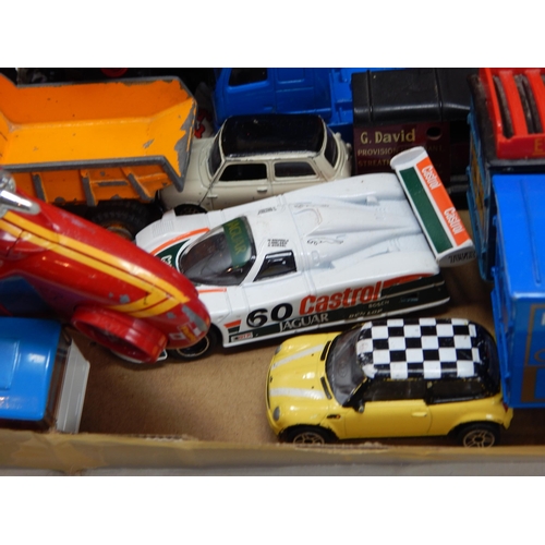 490 - 4 x Boxes Containing a large quantity of playworn vehicles by Dinky, Corgi & Matchbox  (lot)