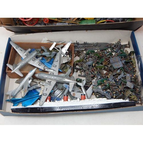 501 - Quantity of Britains Farm Animals, Dinky Airplanes together with a quantity of 1960's Lead Model Sol... 