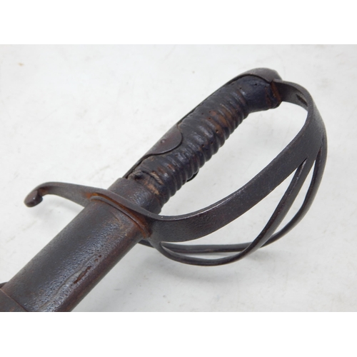 573 - 19th Century Troopers Sword & Scabbard with Curved Blade Measuring 96cm