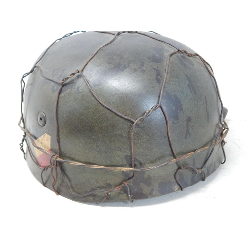 518 - WWII Nazi German Luftwaffe Fallschirmjager Chicken Wire Double Decal Helmet with Inner Stamped liner... 