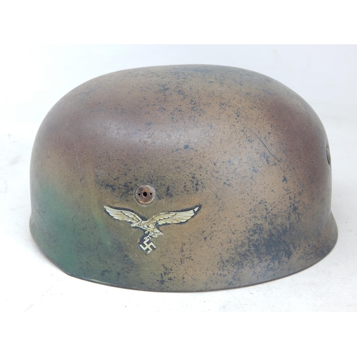 519 - WWII Nazi German Luftwaffe Fallschirmjager Double Decal Camo Helmet with Inner Stamped liner & Compl... 