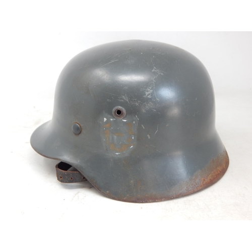 521 - WWII Nazi German Waffen SS Double Decal Helmet with Inner Liner & Chinstrap