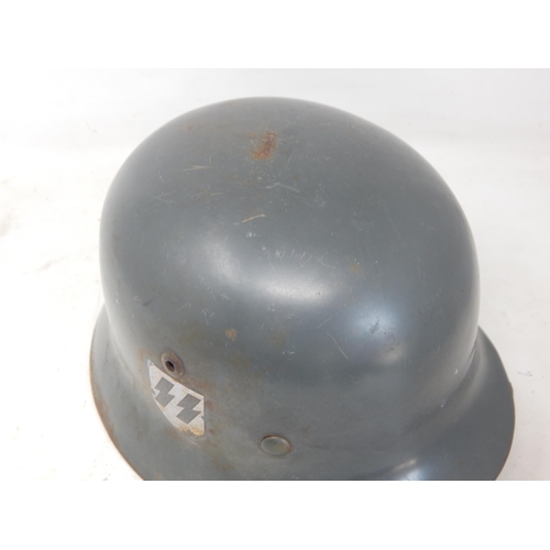 521 - WWII Nazi German Waffen SS Double Decal Helmet with Inner Liner & Chinstrap