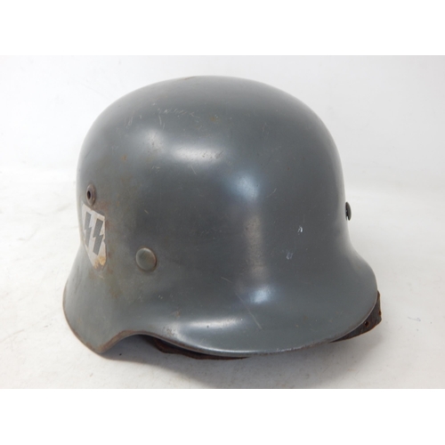 521 - WWII Nazi German Waffen SS Double Decal Helmet with Inner Liner & Chinstrap