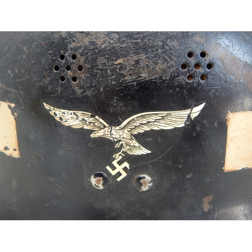 522 - WWII Nazi German Luftwaffe Fire Protection Helmet With Inner Liner & Chin Strap