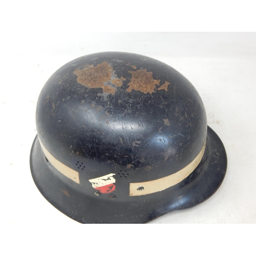 522 - WWII Nazi German Luftwaffe Fire Protection Helmet With Inner Liner & Chin Strap