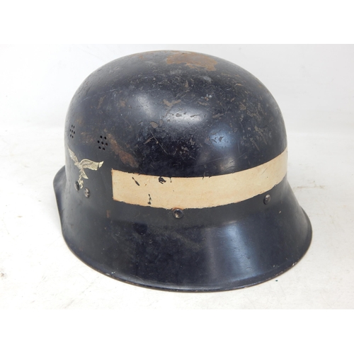 522 - WWII Nazi German Luftwaffe Fire Protection Helmet With Inner Liner & Chin Strap