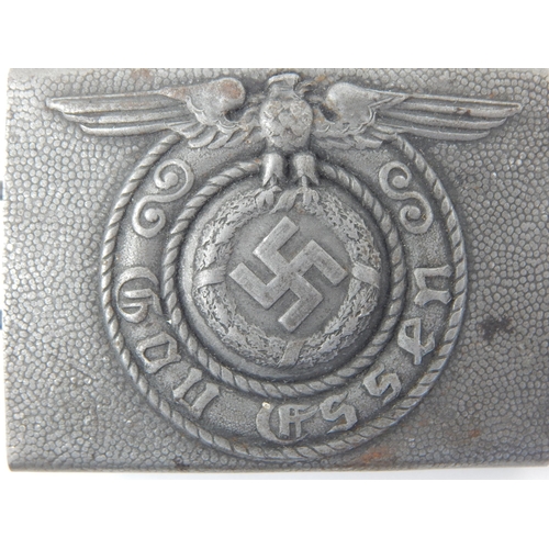 527 - WWII Nazi Waffen-SS Belt Buckle with fittings to the reverse.