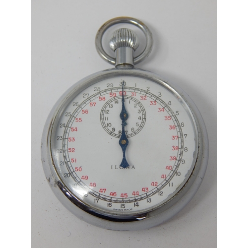 531 - WWII Nazi Kriegsmarine Coastal Artillery Stopwatch by ILONA. Engraved to the reverse with outstretch... 