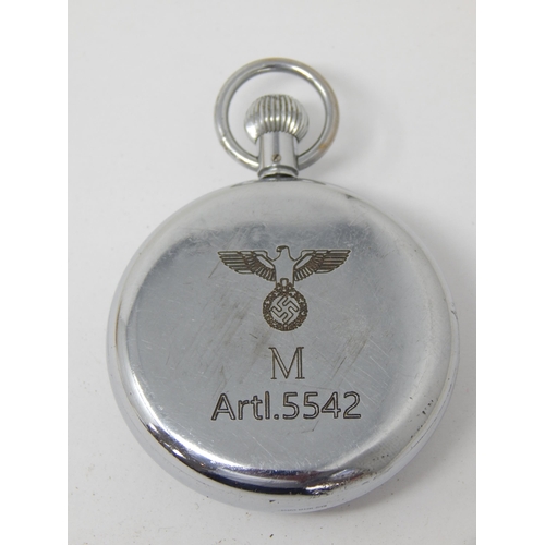 531 - WWII Nazi Kriegsmarine Coastal Artillery Stopwatch by ILONA. Engraved to the reverse with outstretch... 