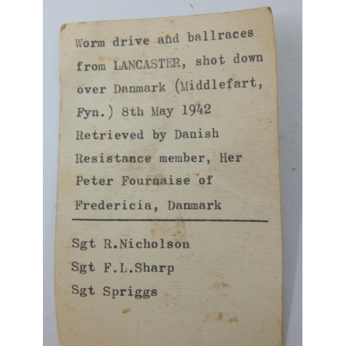 532 - WWII: Worm Drive & Ballraces from a Lancaster shot down over Denmark (Middlefart Fyn) 18th May 1942.... 