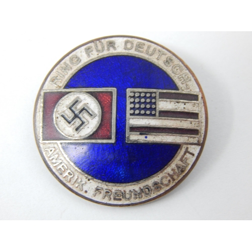 Nazi German/American Facist Friendship Badge