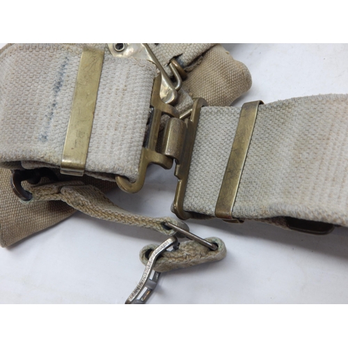 541 - WWII: Canvas Belt with Holster & Pouch: Named: 14521212 P.T.E W.G. Spencer