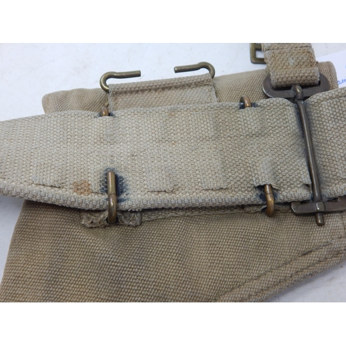 541 - WWII: Canvas Belt with Holster & Pouch: Named: 14521212 P.T.E W.G. Spencer