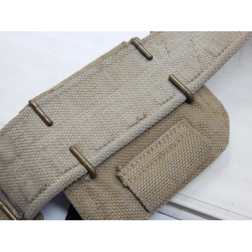 541 - WWII: Canvas Belt with Holster & Pouch: Named: 14521212 P.T.E W.G. Spencer