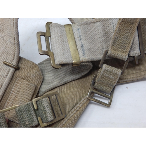 541 - WWII: Canvas Belt with Holster & Pouch: Named: 14521212 P.T.E W.G. Spencer