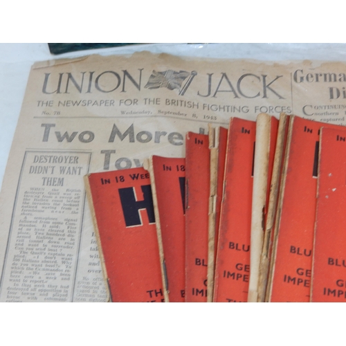 543 - Group of WWII & Later military Items Including: RAF Service Book: Union Jack Newspaper dated 8th Sep... 