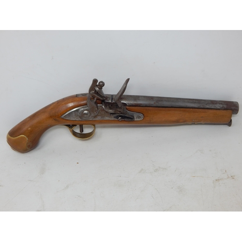 546 - Replica C19th Percussion Pistol with Brass/Steel Fittings & ramrod: Measuring 40cm