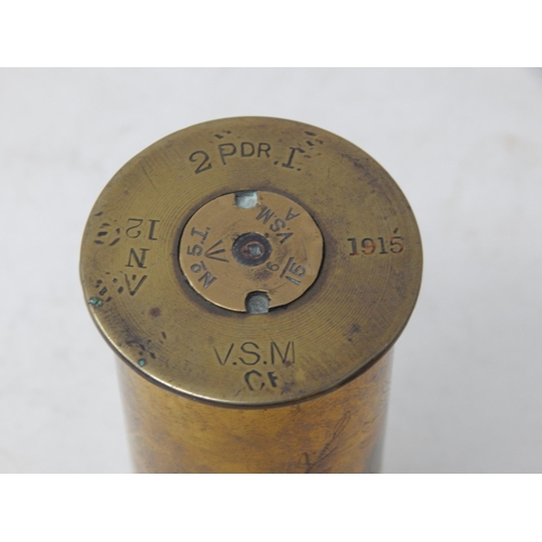 553 - WWI: Trench Art: Shell Casing Made Into a Lidded Container Engraved 