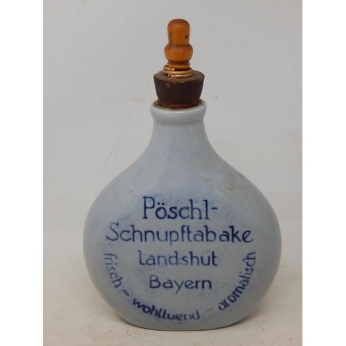 555 - WWII Snuff/Tobacco Stoneware Bottle by Poschi Schmaizier, Bavaria. Height 21.5cm.