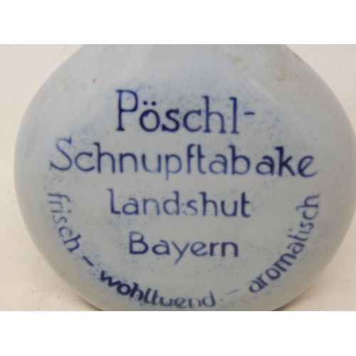 555 - WWII Snuff/Tobacco Stoneware Bottle by Poschi Schmaizier, Bavaria. Height 21.5cm.