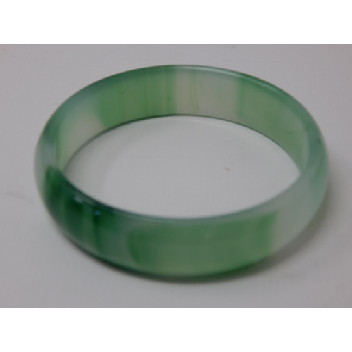 327 - 2 x Chinese Spinach Green Jade Bangles.