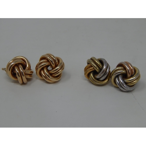 391 - 2 Pairs of 9ct Gold knot earrings 6931. Weight 5.7g