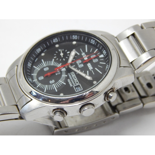 398 - Gentleman's Seiko Chronograph 100m Wristwatch with Date Aperture on Original Strap