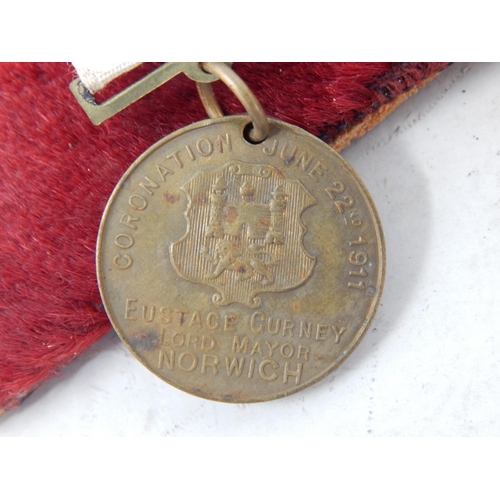 606 - King George V & Queen Mary Coronation Medal & Ribbon 1911 Presented to Eustace Gurney, Lord Mayor, N... 