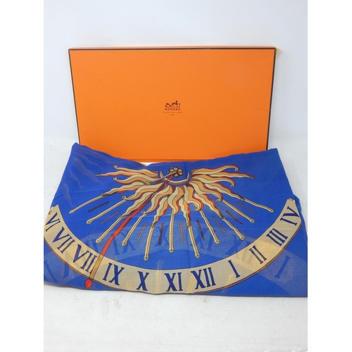 614 - HERMES PARIS: Large 100% Cotton Scarf Measuring approx 140cm x 140cm in Original Hermes Box.