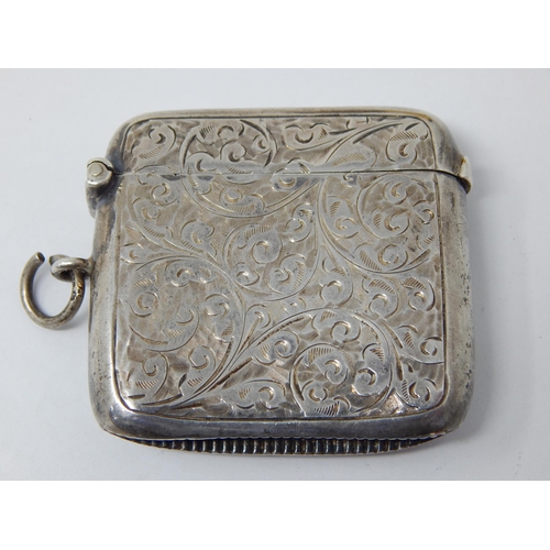 331 - Edwardian Silver Vesta Case Hallmarked Birmingham 1908 by Robert Pringle