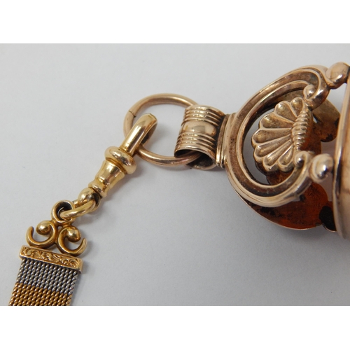 335 - Victorian 15ct Yellow & White Gold Fob Chain with an attached large unmarked  Yellow Gold fob seal: ... 