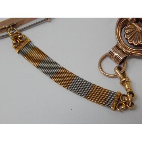 335 - Victorian 15ct Yellow & White Gold Fob Chain with an attached large unmarked  Yellow Gold fob seal: ... 